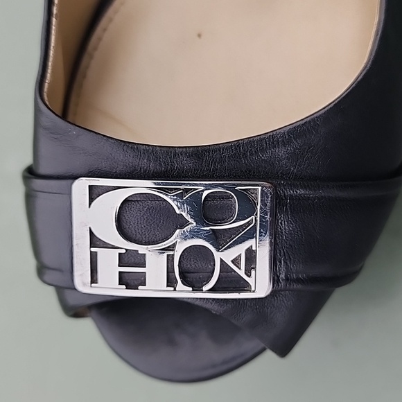 Coach Black Aliya Peep Toe Heels Pumps - Picture 5 of 9